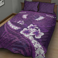 Purple Polynesia Quilt Bed Set Tribal Pattern Tropical Frangipani