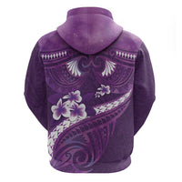 Purple Polynesia Zip Hoodie Tribal Pattern Tropical Frangipani LT14 - Polynesian Pride