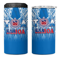 Samoa Rugby 4 in 1 Can Cooler Tumbler Toa Samoa Polynesian Pacific Blue Version