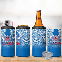 Samoa Rugby 4 in 1 Can Cooler Tumbler Toa Samoa Polynesian Pacific Blue Version