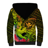 Hawaii Sherpa Hoodie Kanaka Map With Polynesian Shark Tattoo Reggae Unique LT14 - Polynesian Pride