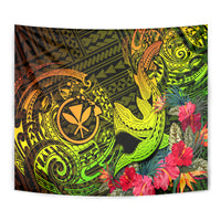 Hawaii Tapestry Kanaka Map With Polynesian Shark Tattoo Reggae Unique LT14 - Polynesian Pride