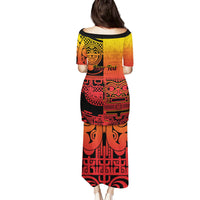 Personalised Ia Ora Na Marquesas Islands Family Matching Puletasi and Hawaiian Shirt Mata Tiki Marquesan Tattoo LT14 - Polynesian Pride