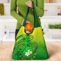 Kia Orana Cook Islands Grocery Bag Kuki Airani Tattoo Pattern With Sea Turtle