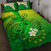 Kia Orana Cook Islands Quilt Bed Set Kuki Airani Tattoo Pattern With Sea Turtle LT14 Green - Polynesian Pride