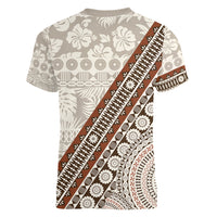 Bula Fiji Women V Neck T Shirt Fijian Masi Tapa Cloth Vintage Vibes LT14 - Polynesian Pride