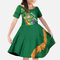 St Patrick's Day Hawaii Family Matching Long Sleeve Bodycon Dress and Hawaiian Shirt Hauoli Maoli Funny Shaka Leprechaun
