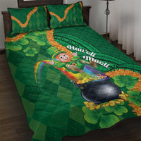 St Patrick's Day Hawaii Quilt Bed Set Hauoli Maoli Funny Shaka Leprechaun LT14 Green - Polynesian Pride