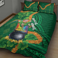 St Patrick's Day Hawaii Quilt Bed Set Hauoli Maoli Funny Shaka Leprechaun LT14 - Polynesian Pride
