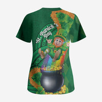St Patrick's Day Hawaii Scrub Top Hauoli Maoli Funny Shaka Leprechaun