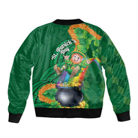 St Patrick's Day Hawaii Sleeve Zip Bomber Jacket Hauoli Maoli Funny Shaka Leprechaun LT14 - Polynesian Pride