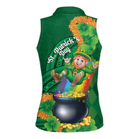 St Patrick's Day Hawaii Women Sleeveless Polo Shirt Hauoli Maoli Funny Shaka Leprechaun