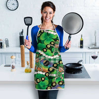 St Patrick's Day Palaka Hawaii Apron Kukui Nut Pikake Lei Shamrock Dabbing Leprechaun