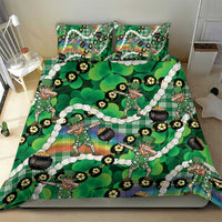 St Patrick's Day Palaka Hawaii Bedding Set Kukui Nut Pikake Lei Shamrock Dabbing Leprechaun
