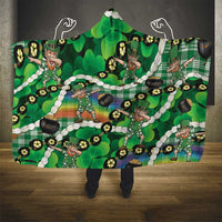 St Patrick's Day Palaka Hawaii Hooded Blanket Kukui Nut Pikake Lei Shamrock Dabbing Leprechaun LT14 - Polynesian Pride