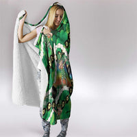 St Patrick's Day Palaka Hawaii Hooded Blanket Kukui Nut Pikake Lei Shamrock Dabbing Leprechaun LT14 - Polynesian Pride