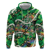 St Patrick's Day Palaka Hawaii Hoodie Kukui Nut Pikake Lei Shamrock Dabbing Leprechaun LT14 Pullover Hoodie Green - Polynesian Pride