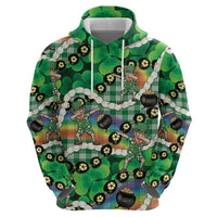 St Patrick's Day Palaka Hawaii Hoodie Kukui Nut Pikake Lei Shamrock Dabbing Leprechaun LT14 - Polynesian Pride