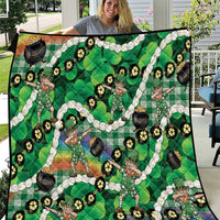 St Patrick's Day Palaka Hawaii Quilt Kukui Nut Pikake Lei Shamrock Dabbing Leprechaun
