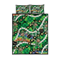 St Patrick's Day Palaka Hawaii Quilt Bed Set Kukui Nut Pikake Lei Shamrock Dabbing Leprechaun LT14 - Polynesian Pride