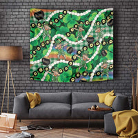 St Patrick's Day Palaka Hawaii Tapestry Kukui Nut Pikake Lei Shamrock Dabbing Leprechaun