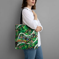 St Patrick's Day Palaka Hawaii Tote Bag Kukui Nut Pikake Lei Shamrock Dabbing Leprechaun