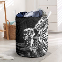 Hafa Adai Guam Discovery Day Laundry Basket Chamorro Latte Stone Hand Black Version