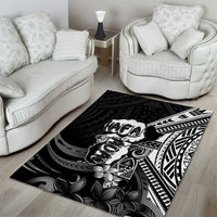 Hafa Adai Guam Discovery Day Area Rug Chamorro Latte Stone Hand Black Version