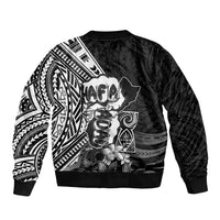 Hafa Adai Guam Discovery Day Bomber Jacket Chamorro Latte Stone Hand Black Version LT14 - Polynesian Pride