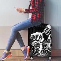 Hafa Adai Guam Discovery Day Luggage Cover Chamorro Latte Stone Hand Black Version