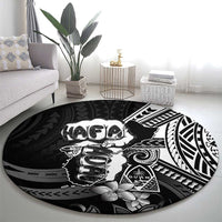 Hafa Adai Guam Discovery Day Round Carpet Chamorro Latte Stone Hand Black Version