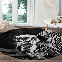 Hafa Adai Guam Discovery Day Round Carpet Chamorro Latte Stone Hand Black Version