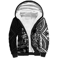 Hafa Adai Guam Discovery Day Sherpa Hoodie Chamorro Latte Stone Hand Black Version