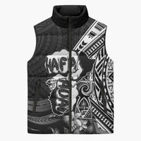 Hafa Adai Guam Discovery Day Sleeveless Puffer Jacket Chamorro Latte Stone Hand Black Version LT14 Unisex Black - Polynesian Pride