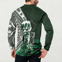 Hafa Adai Guam Discovery Day Button Sweatshirt Chamorro Latte Stone Hand Green Version