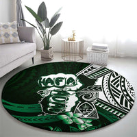 Hafa Adai Guam Discovery Day Round Carpet Chamorro Latte Stone Hand Green Version