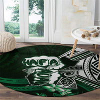Hafa Adai Guam Discovery Day Round Carpet Chamorro Latte Stone Hand Green Version