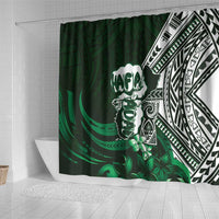 Hafa Adai Guam Discovery Day Shower Curtain Chamorro Latte Stone Hand Green Version