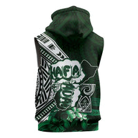 Hafa Adai Guam Discovery Day Sleeveless Zip Hoodie Chamorro Latte Stone Hand Green Version LT14 - Polynesian Pride