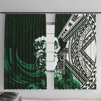 Hafa Adai Guam Discovery Day Window Curtain Chamorro Latte Stone Hand Green Version LT14 With Hooks Green - Polynesian Pride