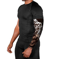 Hafa Adai Guam Discovery Day Arm Sleeves Chamorro Latte Stone Hand Brown Version