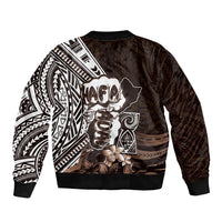 Hafa Adai Guam Discovery Day Bomber Jacket Chamorro Latte Stone Hand Brown Version