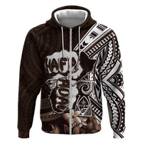 Hafa Adai Guam Discovery Day Hoodie Chamorro Latte Stone Hand Brown Version