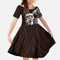 Hafa Adai Guam Discovery Day Kid Short Sleeve Dress Chamorro Latte Stone Hand Brown Version