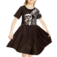 Hafa Adai Guam Discovery Day Kid Short Sleeve Dress Chamorro Latte Stone Hand Brown Version