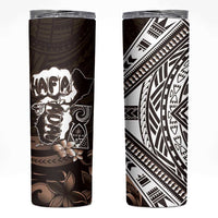 Hafa Adai Guam Discovery Day Skinny Tumbler Chamorro Latte Stone Hand Brown Version LT14 Brown - Polynesian Pride