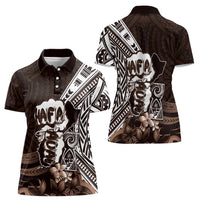 Hafa Adai Guam Discovery Day Women Polo Shirt Chamorro Latte Stone Hand Brown Version LT14 - Polynesian Pride
