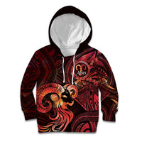Personalised Polynesia Zodiac Aries Kid Hoodie Galaxy Polynesian Pattern Chest Tattoo Style LT14 Hoodie Red - Polynesian Pride