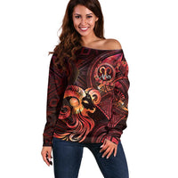 Personalised Polynesia Zodiac Aries Off Shoulder Sweater Galaxy Polynesian Pattern Chest Tattoo Style