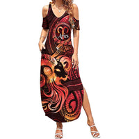 Personalised Polynesia Zodiac Aries Summer Maxi Dress Galaxy Polynesian Pattern Chest Tattoo Style